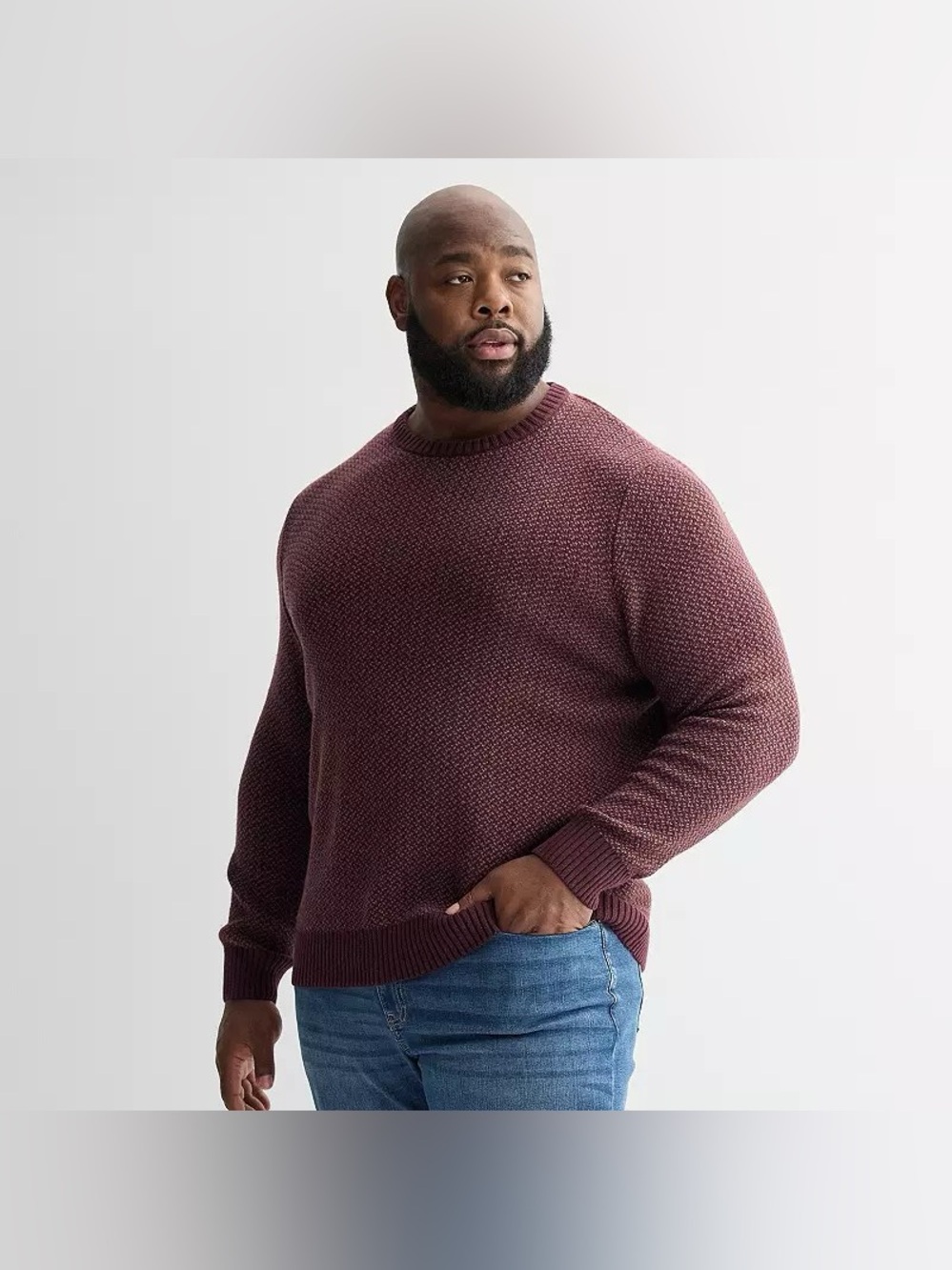 Big & Tall 4XB Sonoma Goods for Life Birdseye Crewneck Sweater, Men's Burgundy